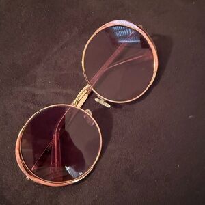 LoveShackFancy Gold and Pink Round Sunglasses